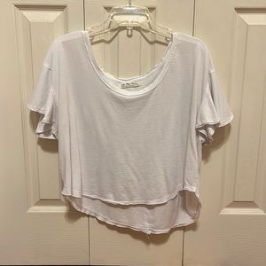 Free People Cropped White Tee
